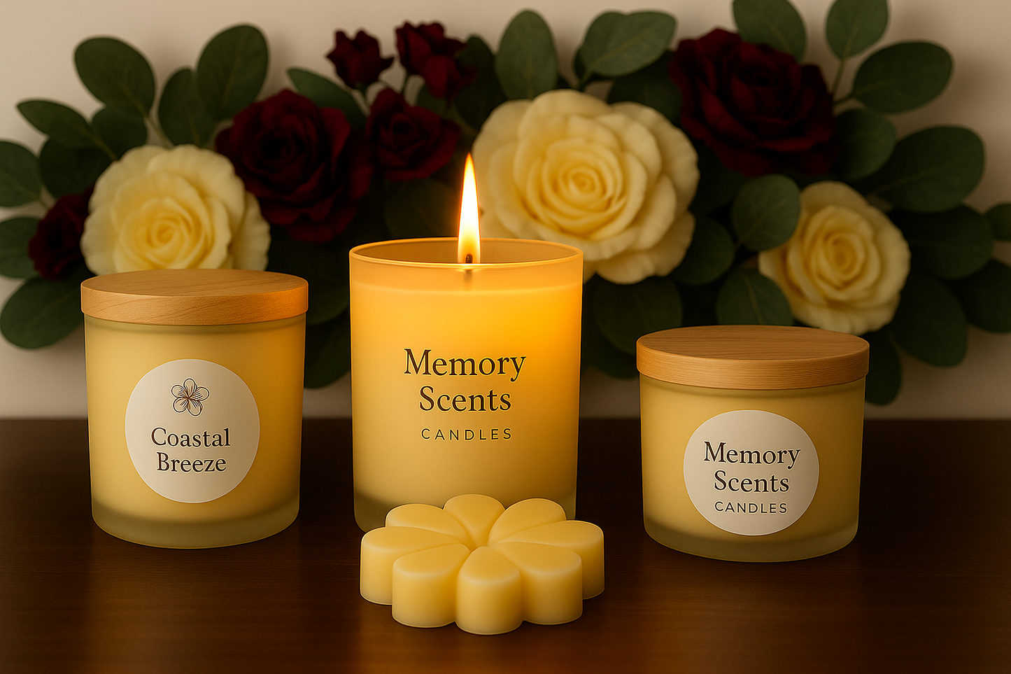 Candles with lit middle candle