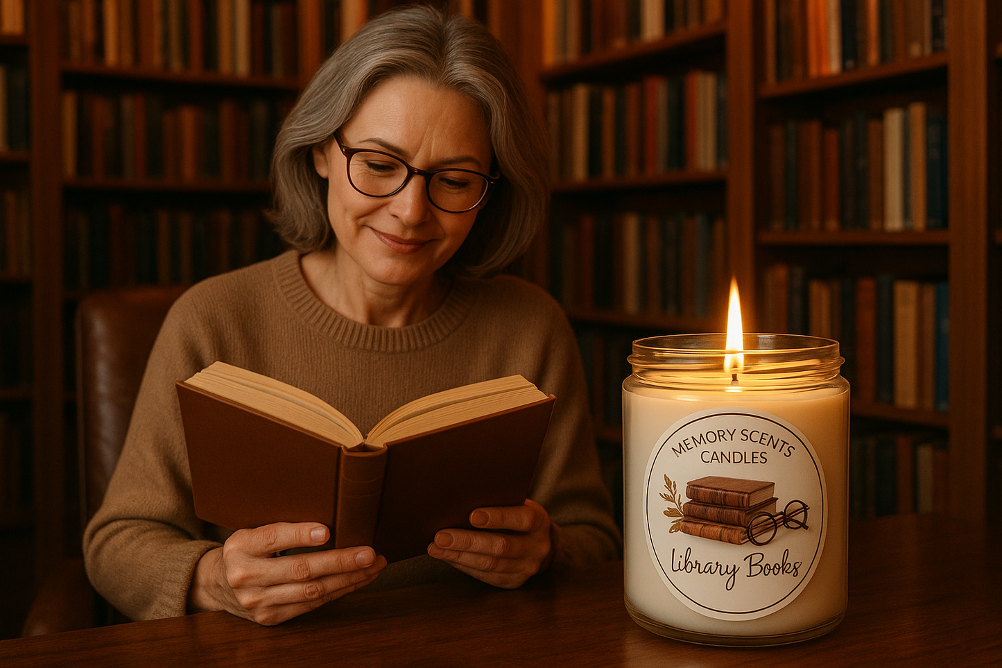 Library Books Candle