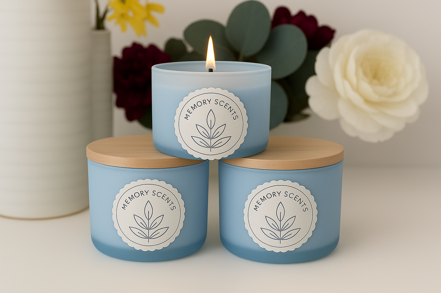 Baby blue Memory Scents candles