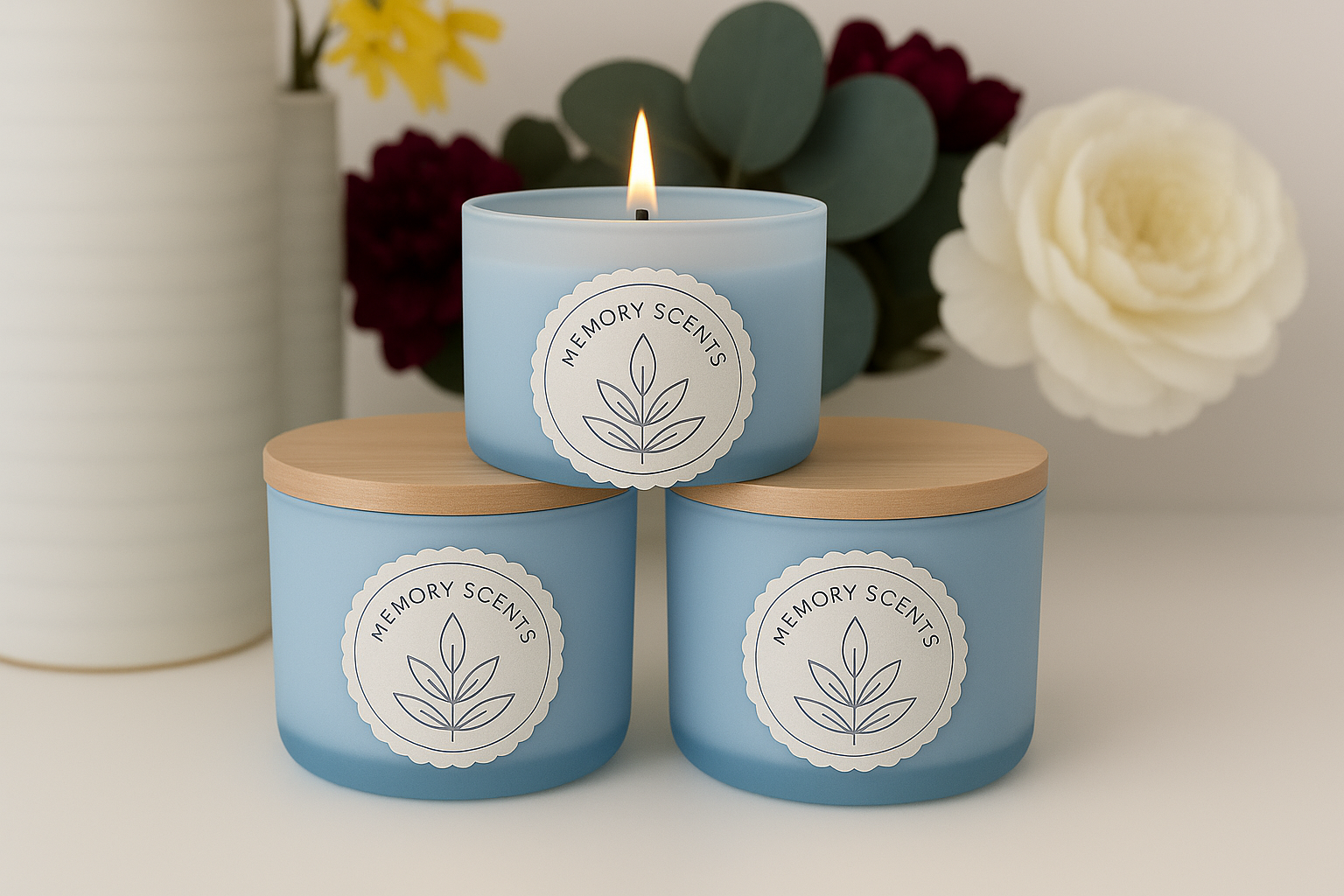 Baby blue Memory Scents candles