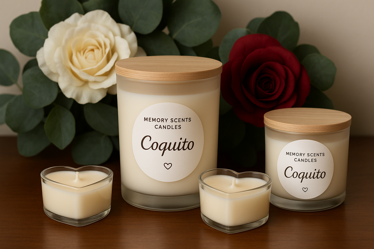 Professional Coquito candles with simple heart design